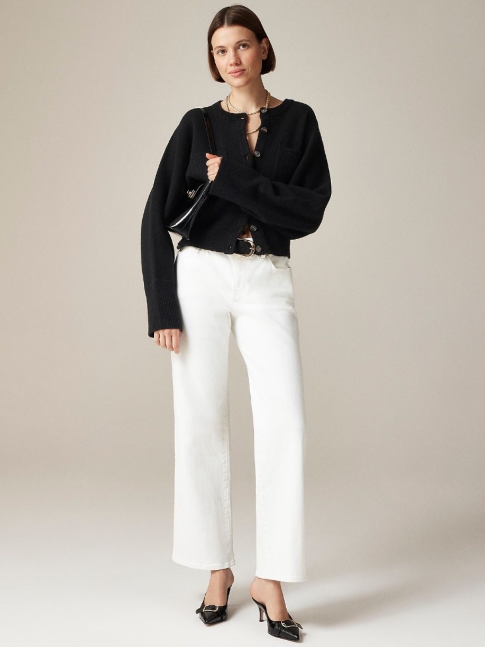 JCREW Sz 28 P 28P Petite Lower-Rise Full-Length Slim-Wide Jean White $148 CH844